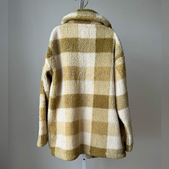 Billabong Fairbanks Fleece Shearling Yellow Plaid Jacket SZ XS - Picture 7 of 8